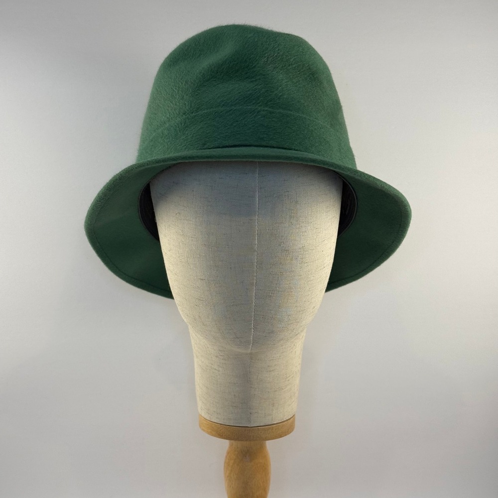 Barbisio Italy Fedora Size 7 1/8 Vintage Fur Felt Green Hat  Made in Italy 1950s